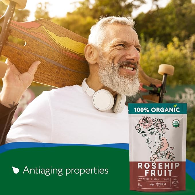 Super Large Value Pack 10 LB – Organic Dried Rosehip Fruit – Organic Rose Hips Whole (Rosa Canina) - Rich in Vitamin C, Antioxidants, & Immune Support – 100% Natural & Pure