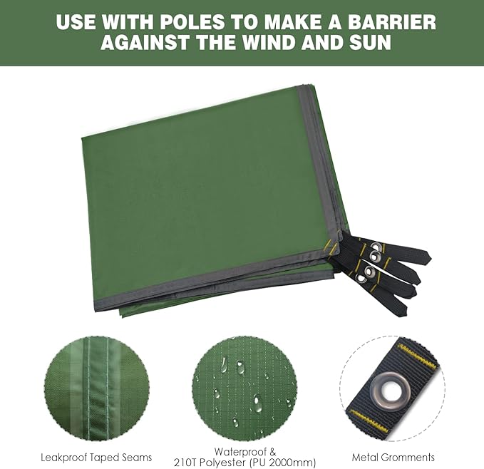 Gold Armour Tent Footprint, Camping Tarp Waterproof Ultralight - 84x60in | 84x84in | 84x96in | 82x106in | 120x108in | 120x120in | 120x144in Floor and Ground Tarps Gear Equipment (Army Green 84x84in)