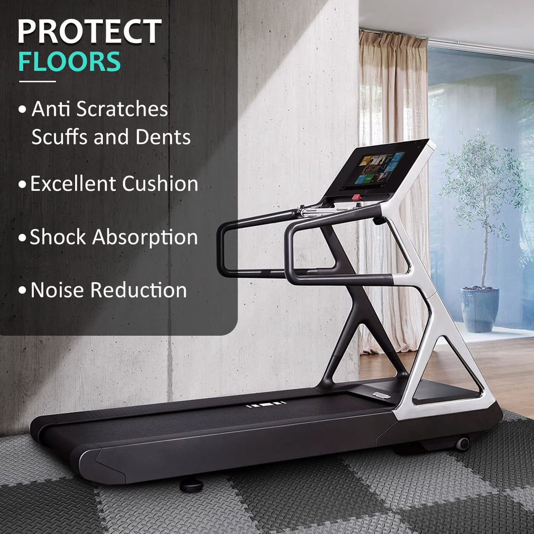 BEAUTYOVO Puzzle Exercise Mat with 12 Tiles Interlocking Foam Gym Mats, 24'' x 24'' EVA Foam Floor Tiles, Protective Flooring Mats Interlocking for Gym Equipment, Gray