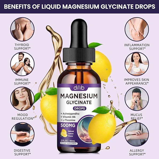 Magnesium Glycinate Liquid Drops Supplement | Triple Magnesium Complex Liquid Drops | Bundle