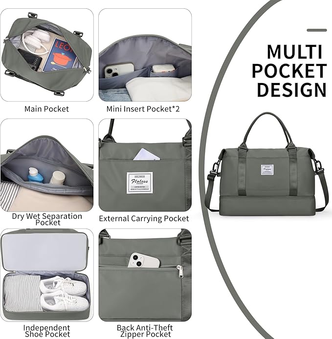 Travel Duffel Bag,Sports Tote Gym Bag,Shoulder Weekender Overnight Bag for Women