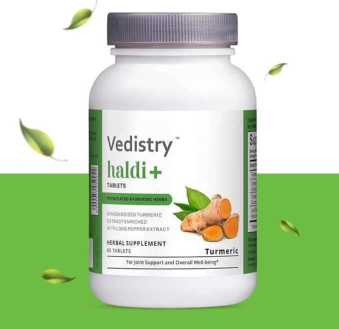 Haldi+ 850mg Turmeric Tablets with 95% Curcumin & Long Pepper | 60 Tablets | Maximum Absorption | Vegan Herbal Supplement | Pack of 1