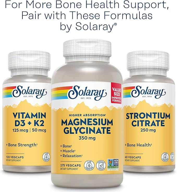 SOLARAY Calcium Magnesium Citrate 1:1 Ratio w/Vitamin D 2 - Calcium Supplements for Women and Men - Calcium 1000mg, Magnesium 1000mg - Bone Health Support - 60-Day Guarantee, 30 Servings, 180 VegCaps