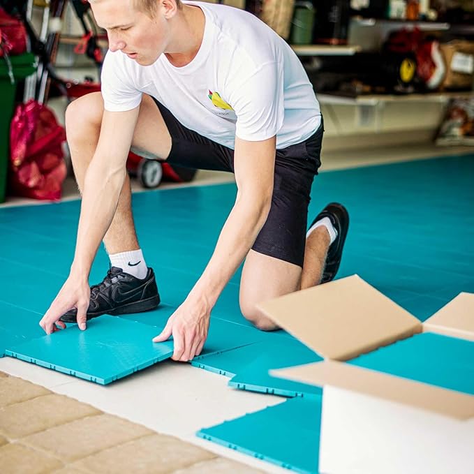 15 Green Tiles - High Durability Colored Flooring Tiles - Interlocking Versatile Training Surface - Roller Skate Derby Indoor&Outdoor, Dance Floor Tiles, Basketball Tiles, Sports Floor