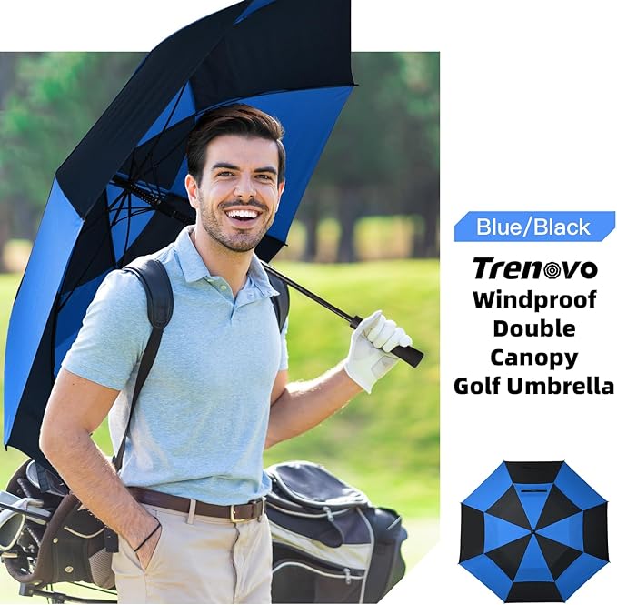 Auto Open Golf Umbrellas 62/68/72 Inch Extra Large Oversize for Business & Home, Ventilated Double Canopy Windproof Waterproof Stick Umbrella for Rain & strong wind
