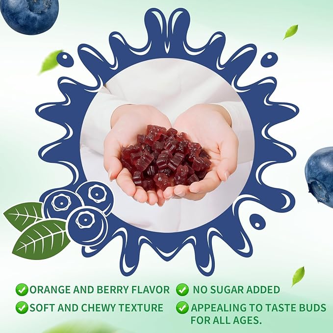 Calcium Magnesium Zinc Gummies with Vitamin D3 & K2 - High Potency Enhanced Absorption -60 Blueberry Gummies Flavored