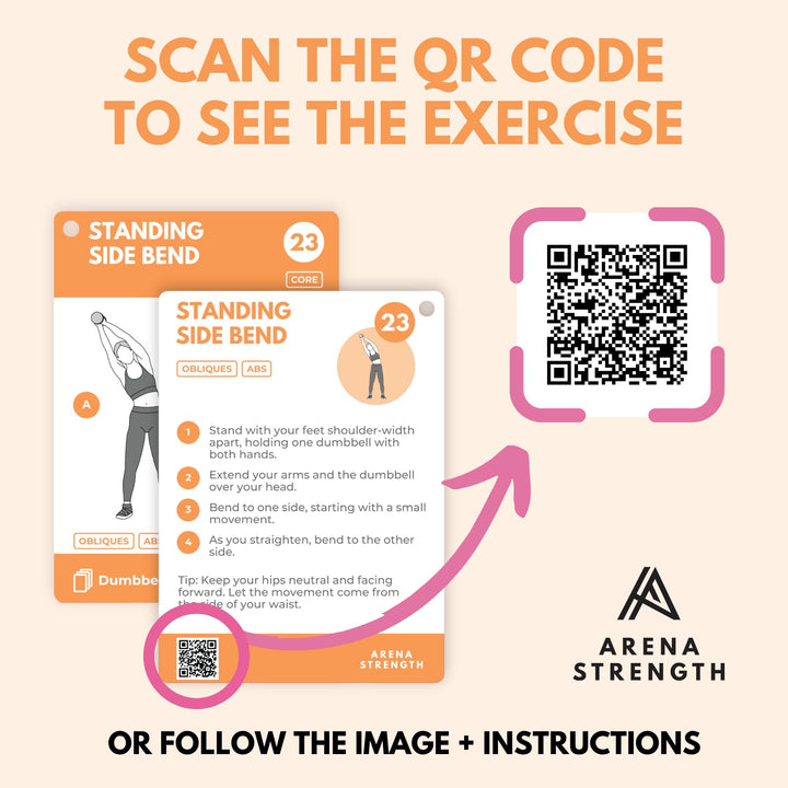 Arena Strength Dumbbell Fitness Workout Cards- Instructional Deck for Dumbbell Workouts, Video Instructions Included. Low Impact Exercises. Perfect for Dumbbell Training at Home.