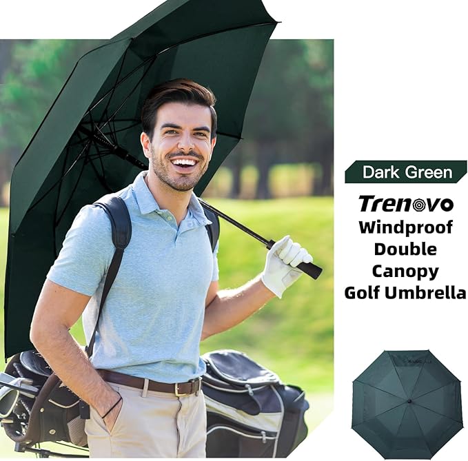 Auto Open Golf Umbrellas 62/68/72 Inch Extra Large Oversize for Business & Home, Ventilated Double Canopy Windproof Waterproof Stick Umbrella for Rain & strong wind