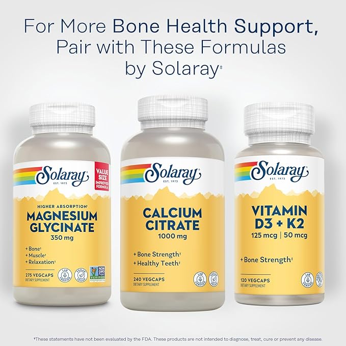 Solaray Calcium Citrate 1000mg - Chelated Calcium Supplement - Supports Bone Strength and Healthy Teeth - Easy to Digest - 60-Day Guarantee, Vegan - 60 Servings, 240 VegCaps