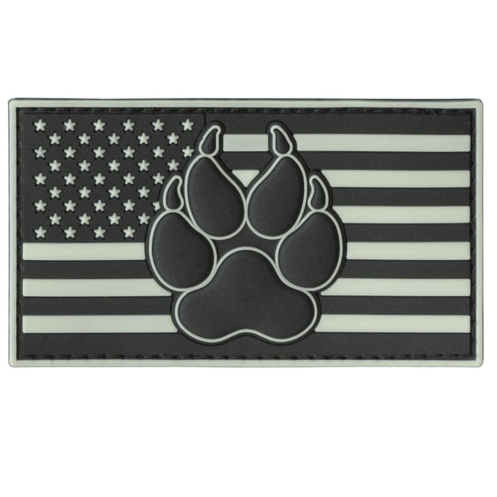 American K9 Patch Tactical PVC Badge Compatible with Velcro Dog Patches for Harness - Service Dog Patches, K9 Patches, Dog Vest Patches, Patches for Hats (Black White - Glow Dark)
