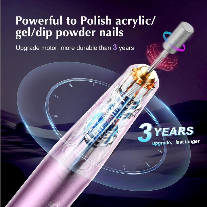 Professional Electric Nail Drill | Portable Acrylic & Gel Nail Kit | Blue