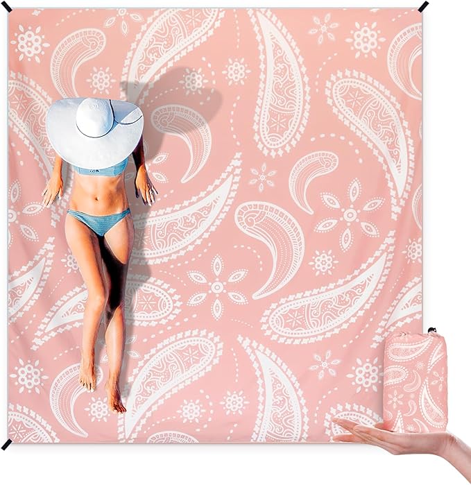 AISPARKY Beach Blanket Waterproof Sandproof, Oversized Large Beach Mat 79" X 83"/120"x108" for 1-8 Adults, Quick Drying&Compact&Lightweight, Picnic Mat Vacation Essentials for Beach Camping Travel