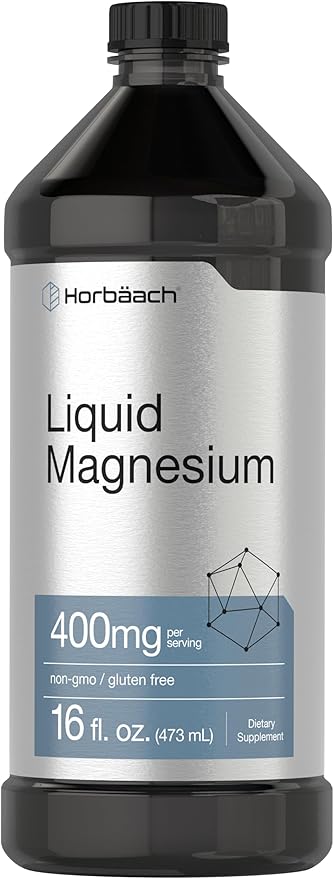 Horbäach Liquid Magnesium 400 mg | 16 oz | Vegetarian, Non-GMO & Gluten Free Supplement