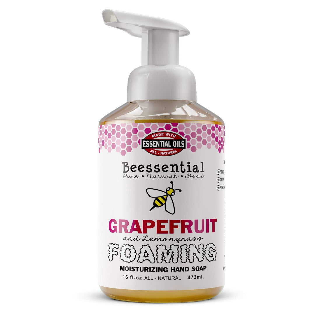 Beessential All Natural Foaming Hand Soap, Grapefruit And Lemongrass Essential Oils, Made With Moisturizing Aloe & Honey - Made