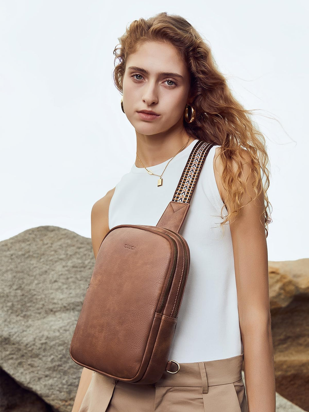 CLUCI Crossbody Bags for Women Sling Bag for Women Men Leather Large Cross Body Bag for Woman Sling Backpack Crossbody Backpack for Travel Hiking Outing