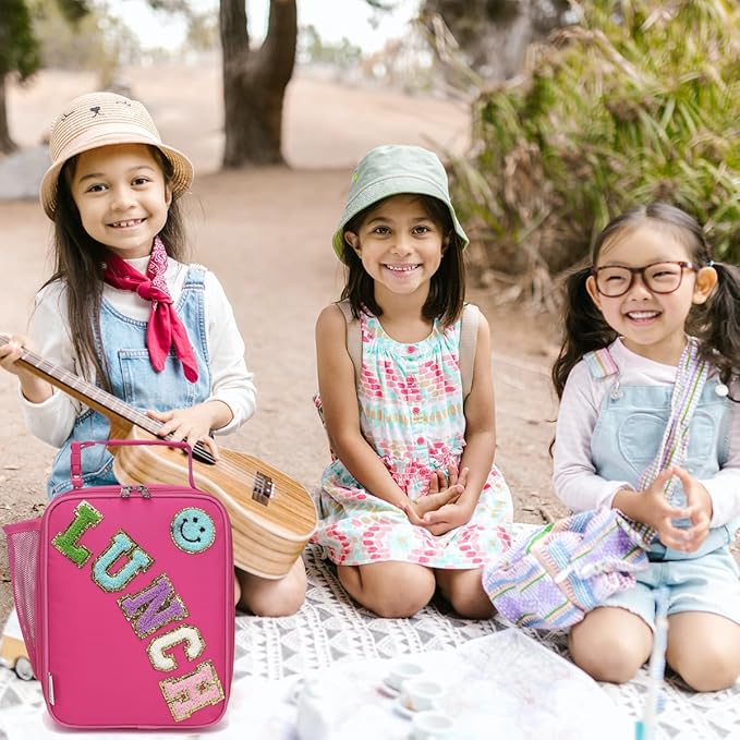 Insulated Lunch Bag for Women Girl Teen large Insulated Kid Lunch Bag,Large Reusable Cute Cooler Bag for School Work Picnic,Rose Red