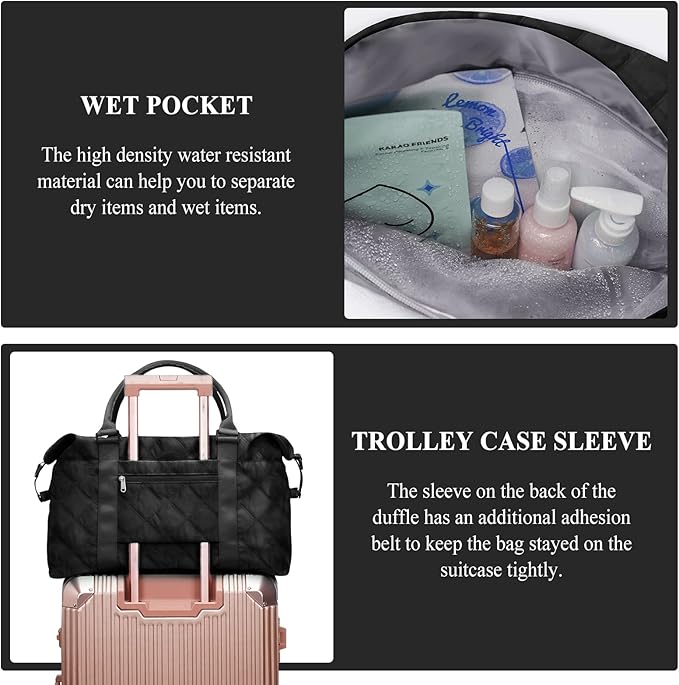 Travel Duffel Bag,Sports Tote Gym Bag,Shoulder Weekender Overnight Bag for Women