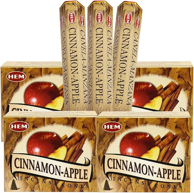 Cinnamon Apple Incense Sticks and Cone Incense Holder Variety Pack Bundle insence insense insienso