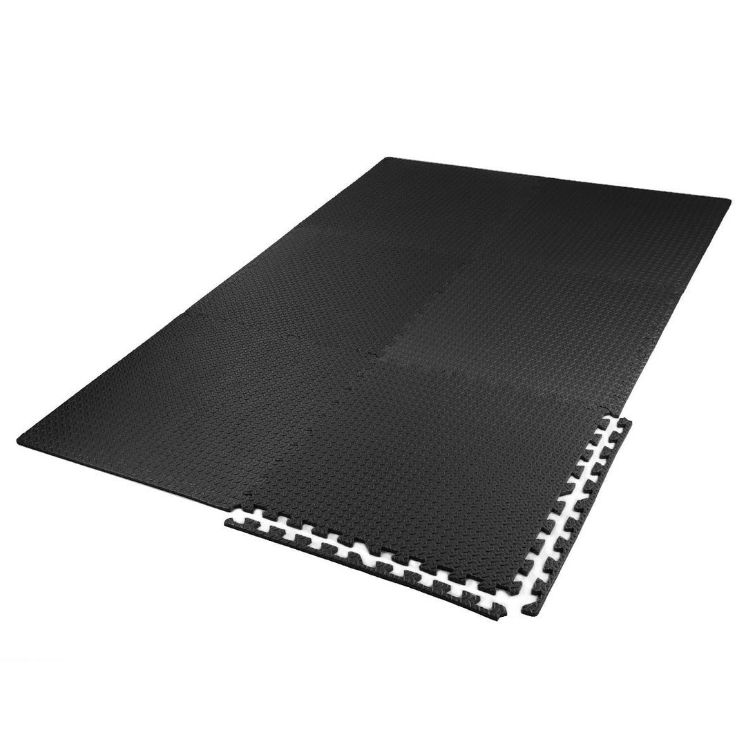 Xspec 3/8" Thick 100 sq. ft. (25 pcs) Gym EVA Foam Floor Mats (24" x 24") | Steel Pattern, Black