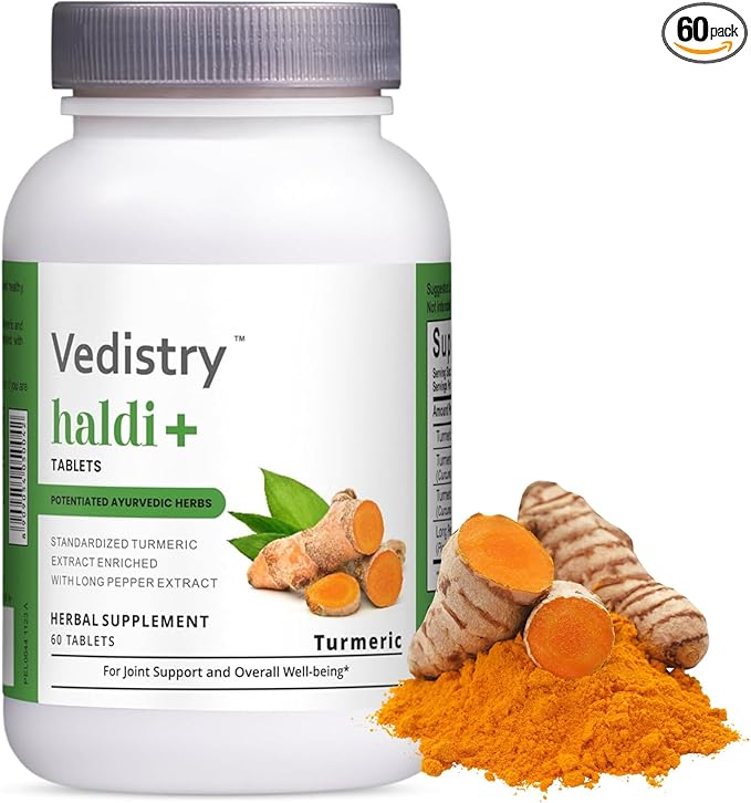 Haldi+ 850mg Turmeric Tablets with 95% Curcumin & Long Pepper | 60 Tablets | Maximum Absorption | Vegan Herbal Supplement | Pack of 1