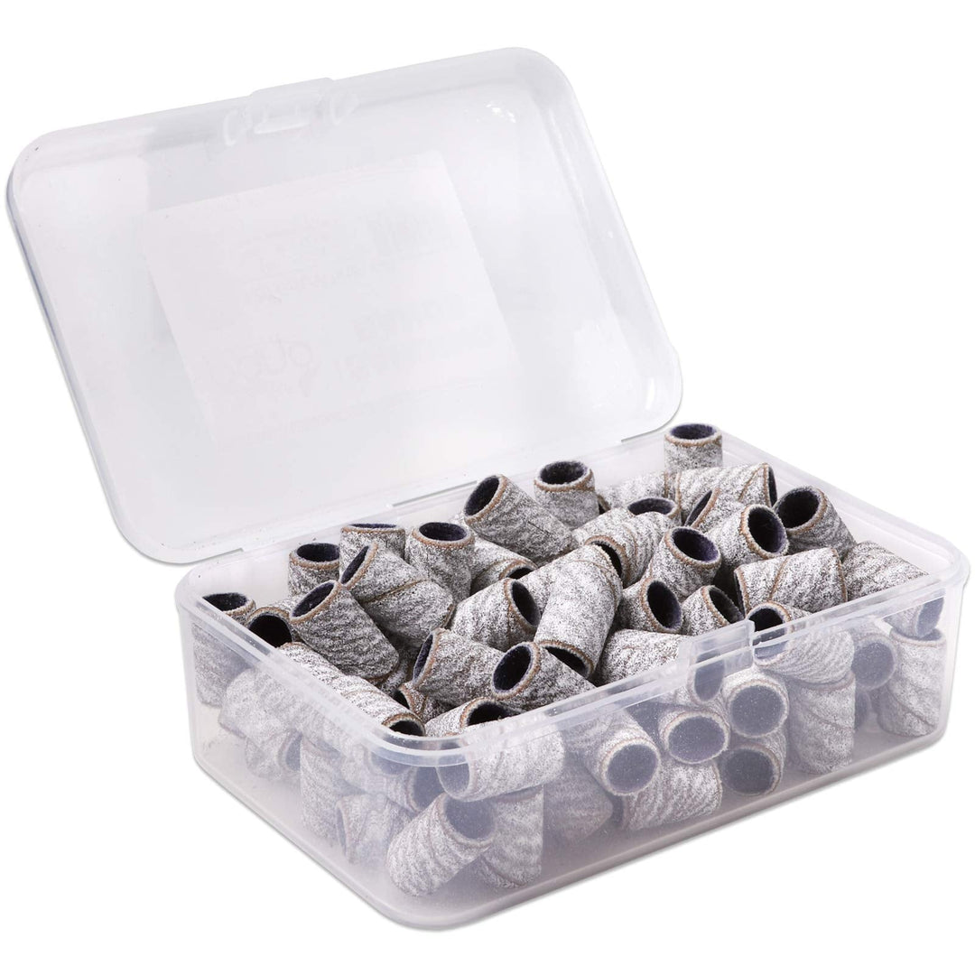 100 Pcs Large Zebra Nail Drill Bits Sanding Bands For Nail Drill 120 Coarse Grit - Nail File For Acrylic Nail Gel Manicures Pedi