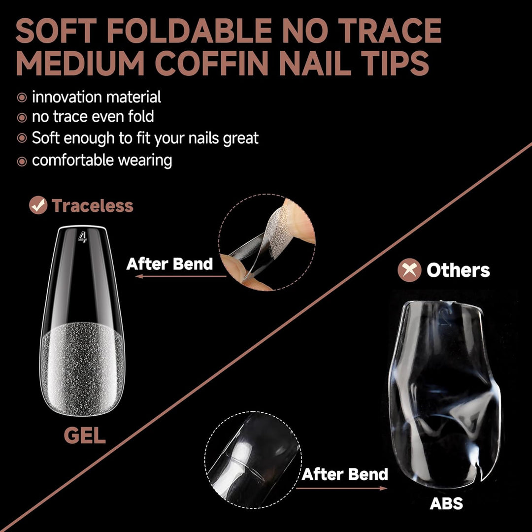 504Pcs Matte Soft Gel Toe Nail Tips | Full Cover for DIY Nail Extensions