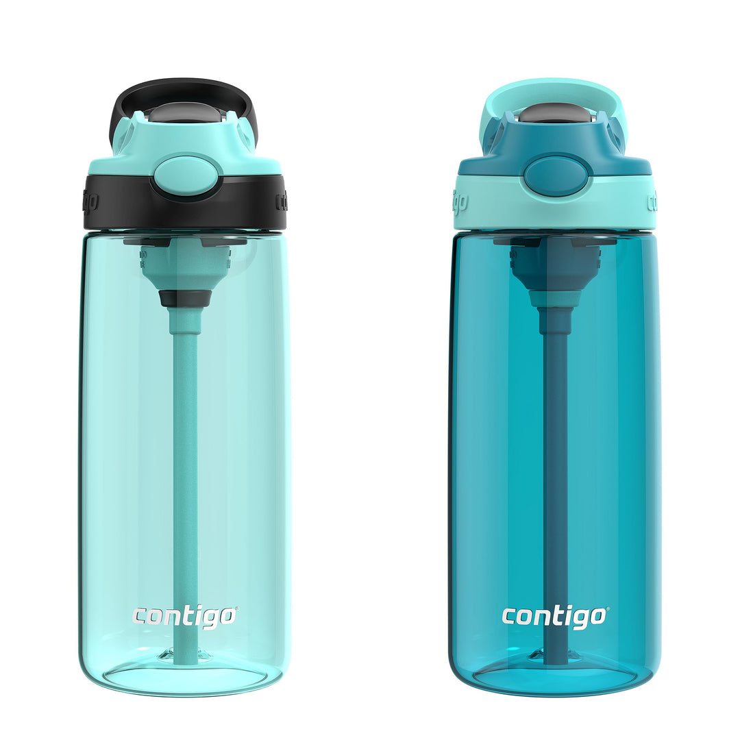 Contigo Aubrey Leak-Proof Spill-Proof Water Bottle, 20oz. 2 Pack, Jade/Licorice & Juniper/Jade