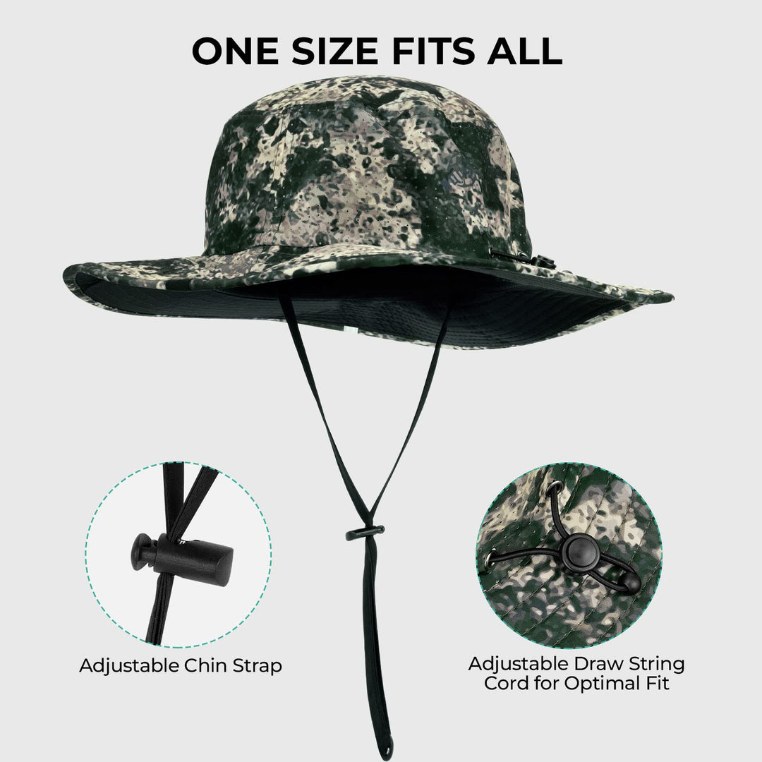 KastKing Safari Hunting Hat for Men, Unique, Pattern Boonie Hat, Sun Protection, Adjustable, Breathable Hiking Military Hats, Boulder Camo Origins Brown