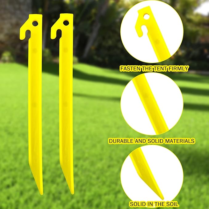 36Pcs 9 Inches Plastic Tent Stakes Halloween Christmas Inflatable Camping Yard Tent Stakes Replacement Light Safe Tent Stakes Heavy Duty Canopy Anchoring Pegs for Lawn Sand Ground Garden Decorations