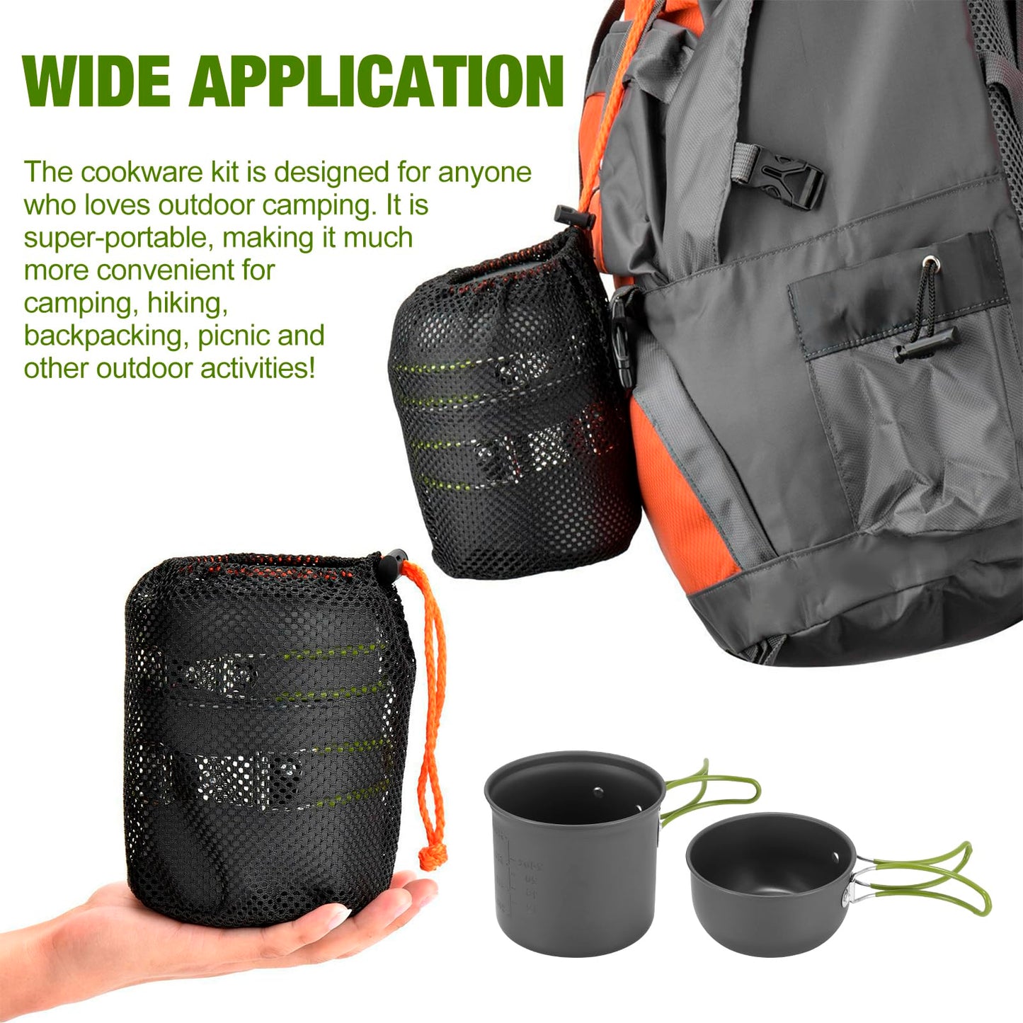 Palmcee Camping Cooking Set, Portable Camping Outdoor Cookware Mess Kit with Storage Bag, Non Stick Foldable Aluminium Cookware Kit, Lightweight Camping Cooking Equipment for Camping Picnic Hiking