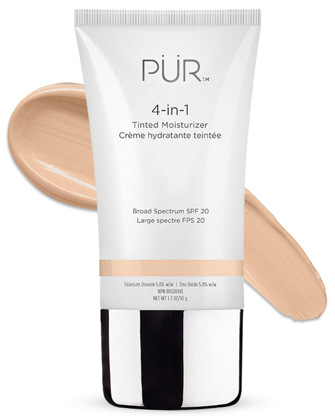 PUR Beauty 4-in-1 Tinted Moisturizer with SPF 20 - Hydrating Skin Tint Face Moisturizer, Primer & Foundation with Shea Butter, Aloe Vera & Vitamin B3 - Vegan Friendly, Paraben Free (Fair Ivory)