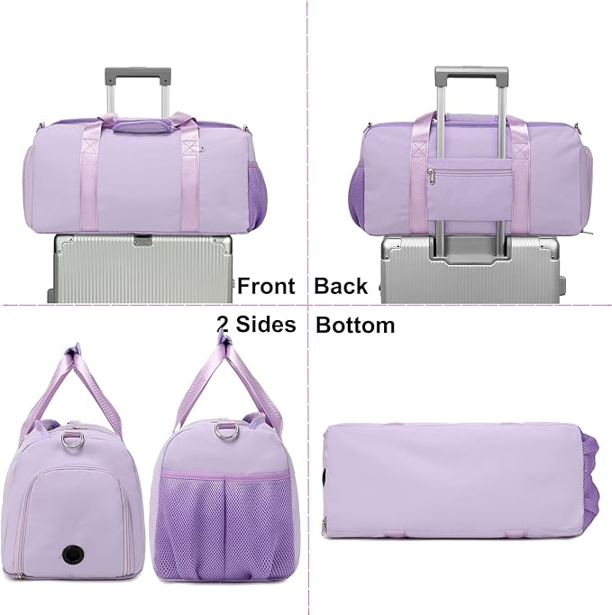 Dance Bag for Girls Sports Duffel for Girls Teen Duffle Bag Girls Weekender Bag Girls Overnight Bag Teen Gym Bag Travel Ballet Bags Yoga Bags Cheer Bag with Shoe Compartments（Purple）