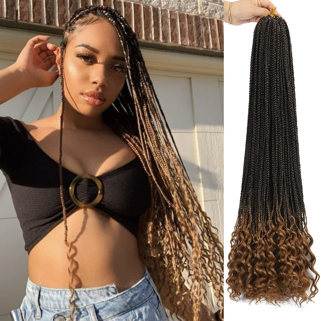 8 Packs 30 Inch Crochet Box Braids Hair With Curly Ends T27 Box Braids Crochet Hair Pre Looped Crochet Braids Box Braids Goddess
