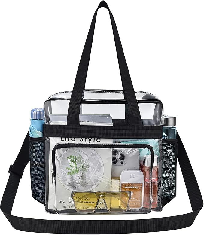 USPECLARE Clear Tote Stadium Approved, Security Travel & Gym Clear Bag for Work Sports Games Concerts