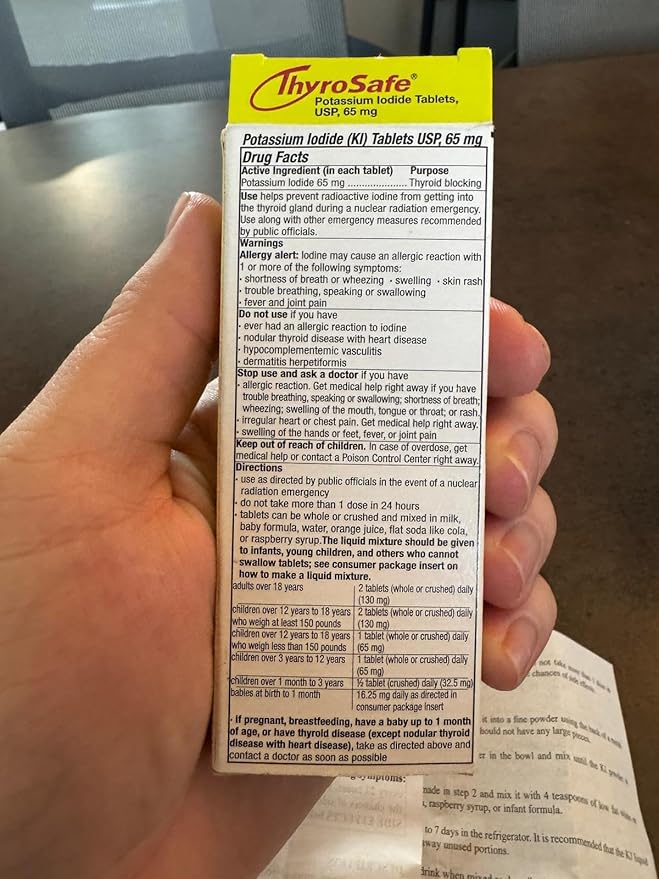 65mg Potassium Iodide Tablets (60 Pack) - Protects Your Thyroid from Nuclear Radiation Exposure