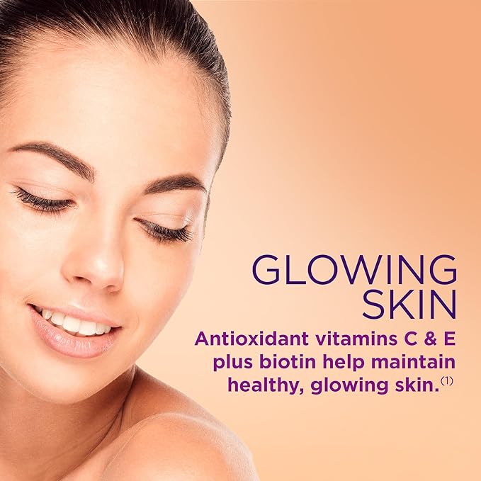 Nature's Bounty Optimal Solutions Hair, Skin & Nails with Biotin and Collagen, Citrus-Flavored Gummies Vitamin Supplement, 2500 mcg, 80 Ct (Pack of 2)