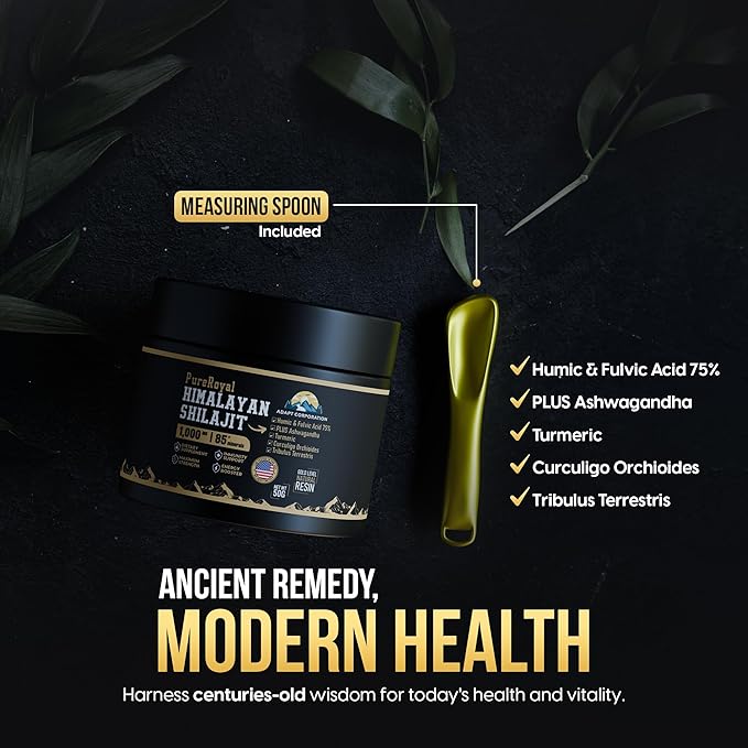 Himalayan Shilajit Resin – High Potency, 1100 MG Himalayan Extract, 75%+ Fulvic Acid, Energy, Wellness & Immunity Support, 85+ Trace Minerals, Lab Tested, 50g Jar, 46 Servings