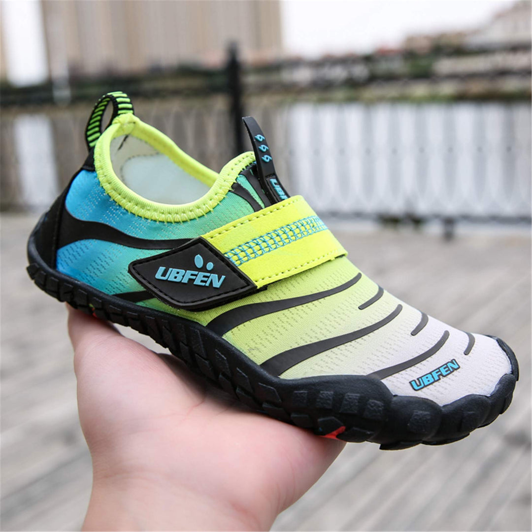 UBFEN Water Shoes for Kids Boys Girls Aqua Socks Barefoot Beach Sports Swim Pool Quick Dry Lightweight Toddler Little Big Kid B Blue Grey 8 Toddler