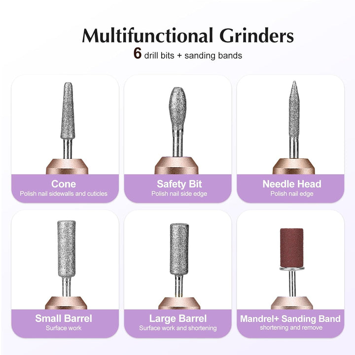 Professional Electric Nail Drill File Kit | Portable Acrylic & Gel Nail Tools