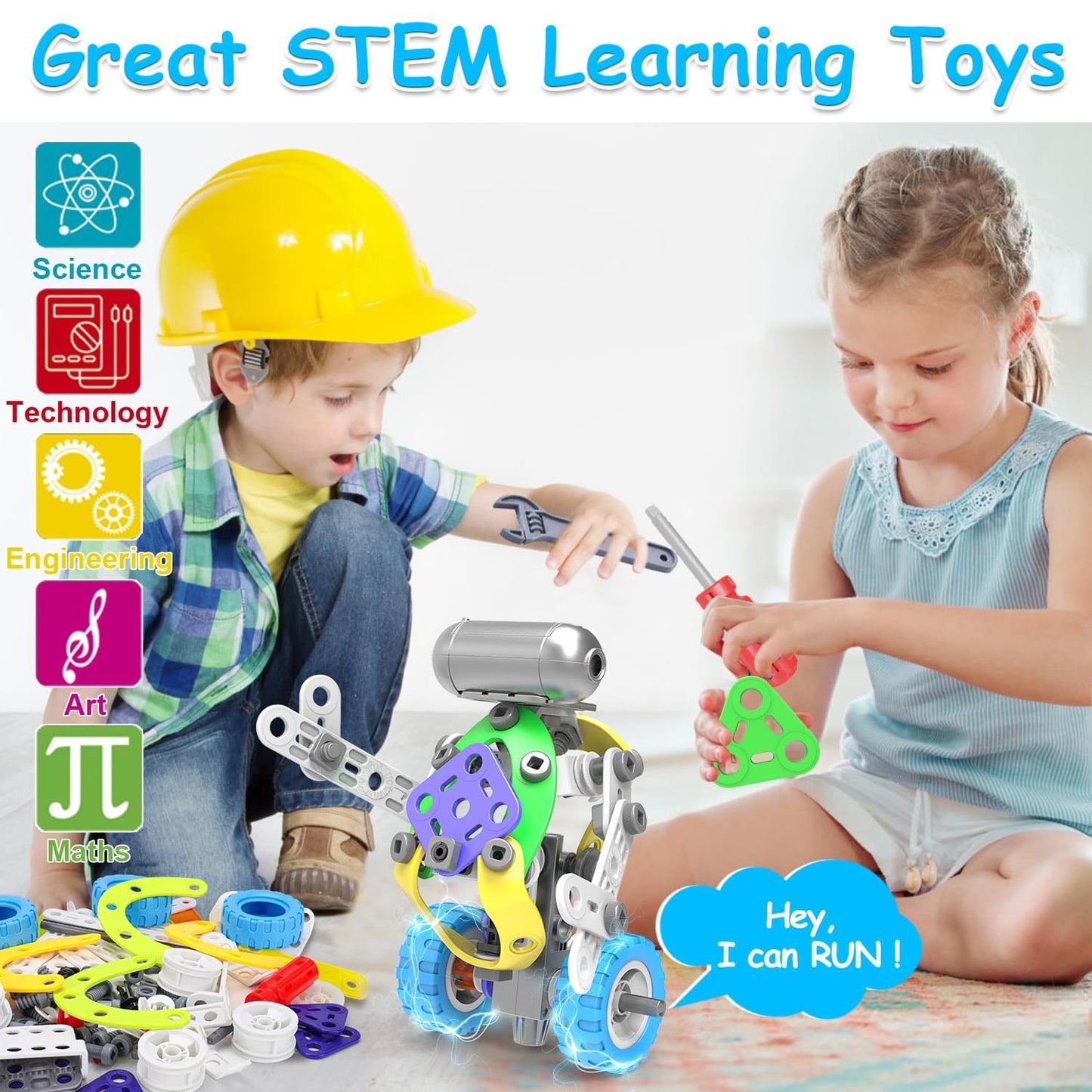 10 in 1 Electric STEM Toys for 5 6 7 8 Year Old Boys Girls, Educational Building Stem Toys for Kids 6-8 8-10 Construction Toy for Boys Ages 4-8 Stem Engineering Activities Christmas Birthday Gift