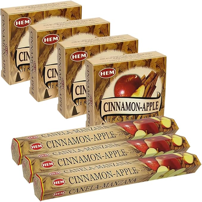 Cinnamon Apple Incense Sticks and Cone Incense Holder Variety Pack Bundle insence insense insienso