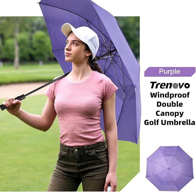 Auto Open Golf Umbrellas 62/68/72 Inch Extra Large Oversize for Business & Home, Ventilated Double Canopy Windproof Waterproof Stick Umbrella for Rain & strong wind