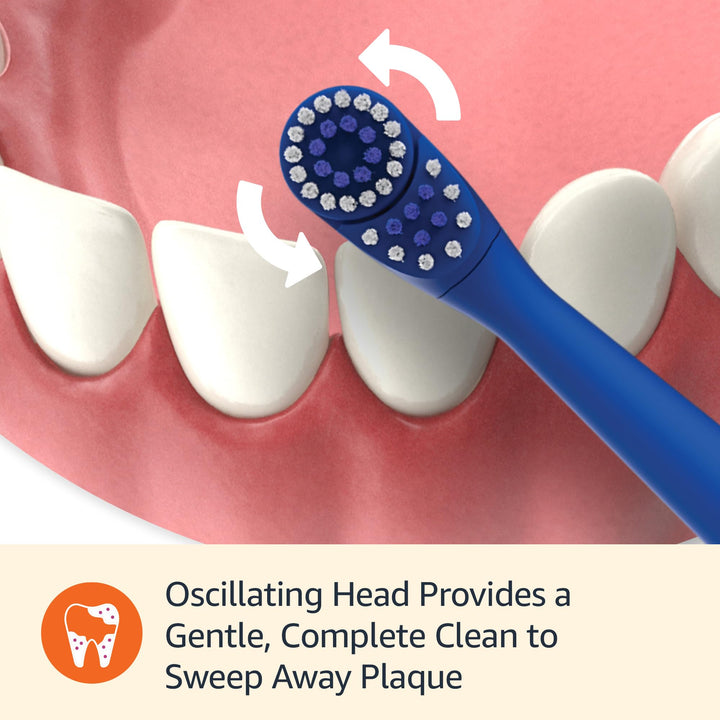 Amazon Basics Kids Battery Powered Toothbrush, 2 Count, 1 Pack (Previously Solimo)