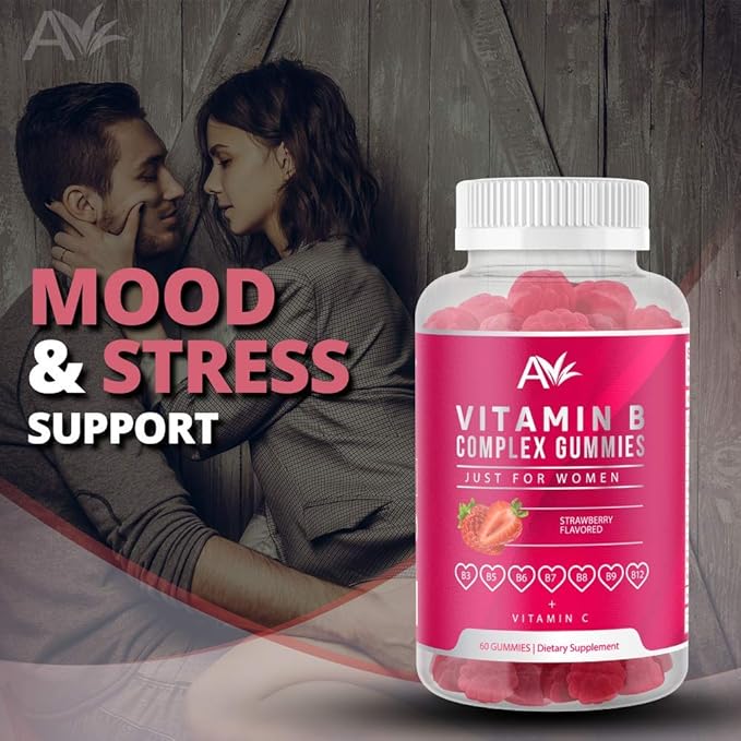 Avilana Vitamin B Complex Just for Women Vegan Gummies with Vitamin B12, B7 (Biotin), B6, B3 (Niacin), B5, B6, B8, B9 (Folate)s, Energy and Healthy Immune System (1 Pack)