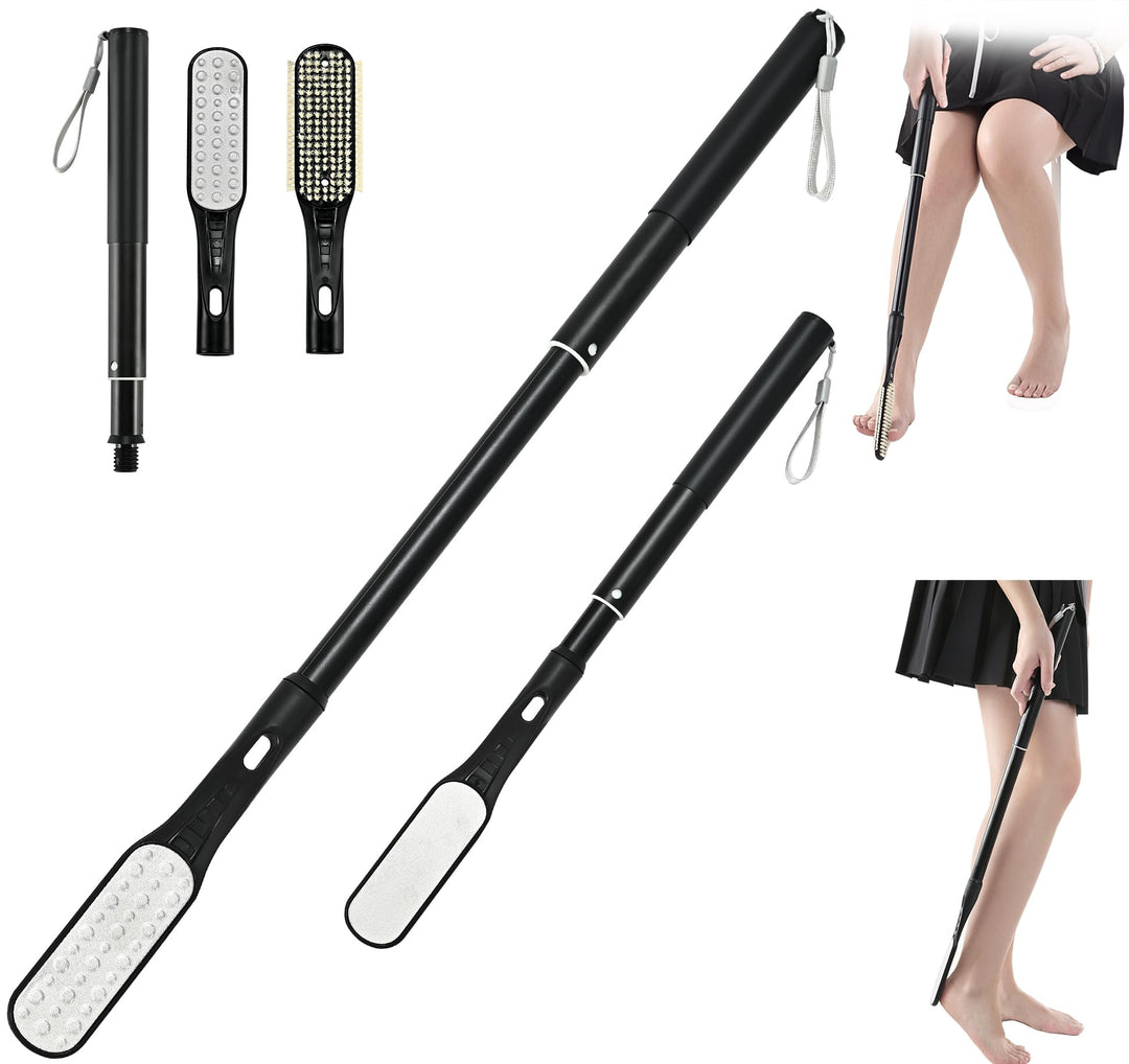 Toe Gap Cleaning Brush, 18.82"-25.98" Telescopic Toe Cleaning Brush Long Handle, Toe Scrubber for Deep Cleaning and Exfoliating for Women and Men, Elderly