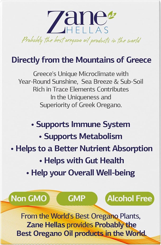130 mg Carvacrol - 150 mg Oregano Oil per Softgel. World Highest Concentration Oregano Oil Capsule. Zane Hellas Oregano Oil. Softgel Contains 30% Greek Essential Oil of Oregano. 60 Softgels.