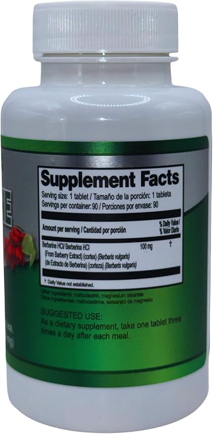 Berberina (Berberine) from Berberry Extract - 90 Tablets (700 mg) Dietary Supplement - Magnesium Stearate, Maltodextrin,