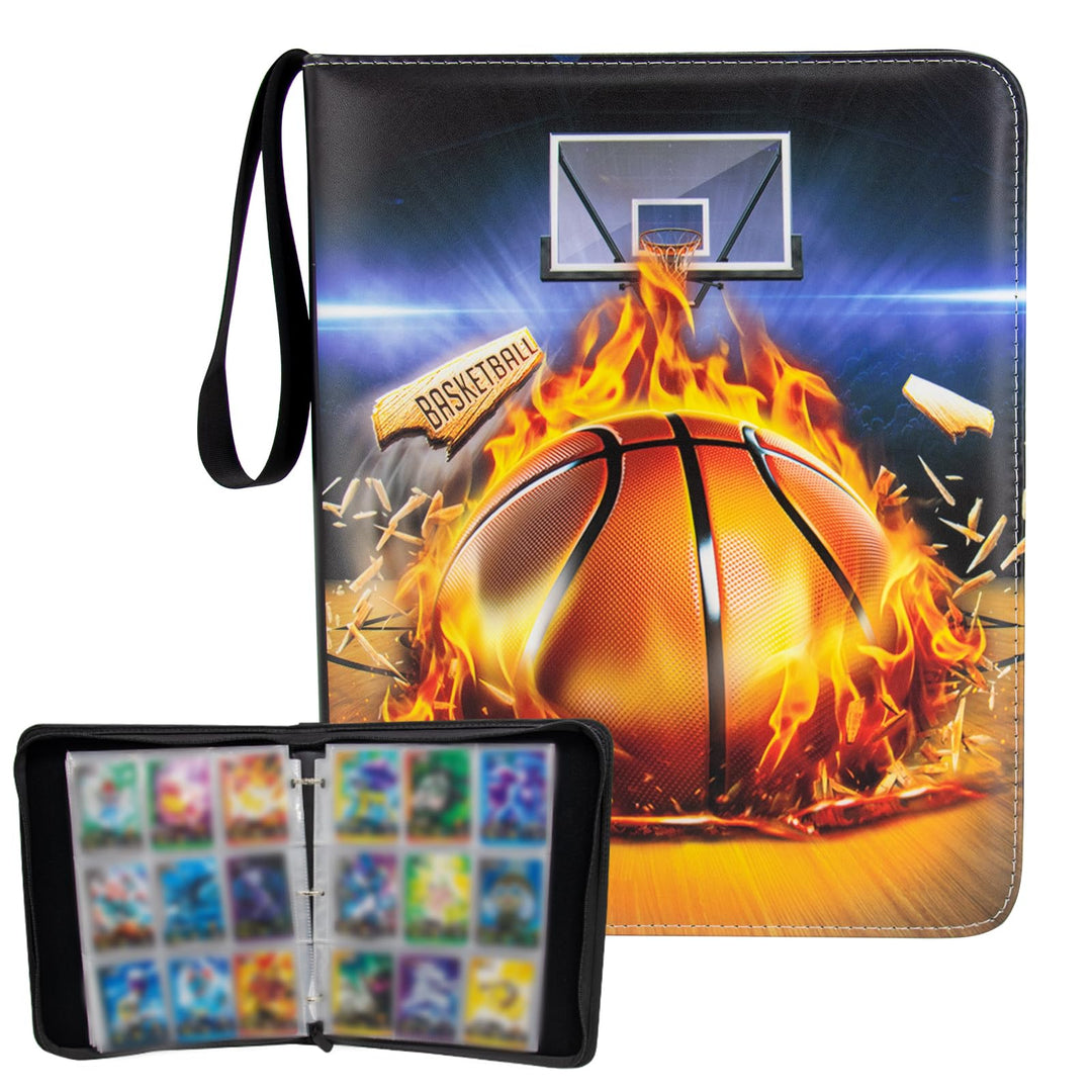 MaoKea Card Binder For Card 9-Pocket Sleeves with 900 Cards Holder,Game Collection Binder Card Holder Of Fit for TCGcard album,game card Yugioh Trading Sports Cards (9 pocket Basketball 1)