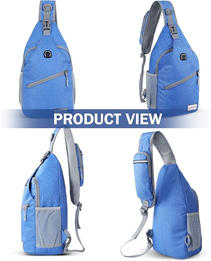 ZOMAKE Sling Bag for Women Men, Small Crossbody Sling Backpack, Mini Water Resistant Shoulder Daypack for Travel, Anti Thief Chest Bag for Hiking, Sports(Blue)