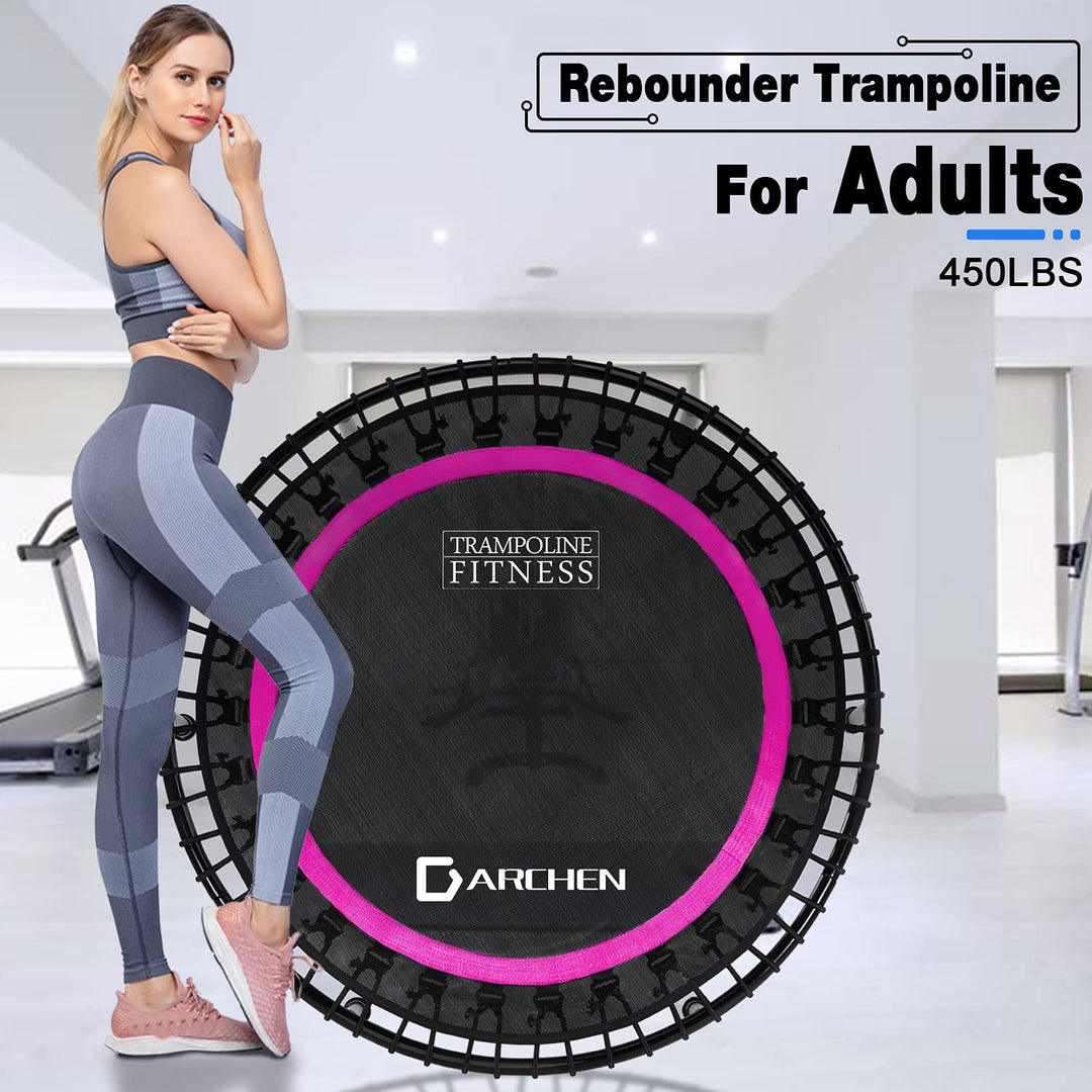 DARCHEN 450 lbs Mini Trampoline for Adults, Indoor Small Rebounder Exercise Trampoline for Workout Fitness for Quiet and Safely Cushioned Bounce, [40 Inch]